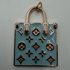 Elegant Gold and Blue Pendant upcycled charm